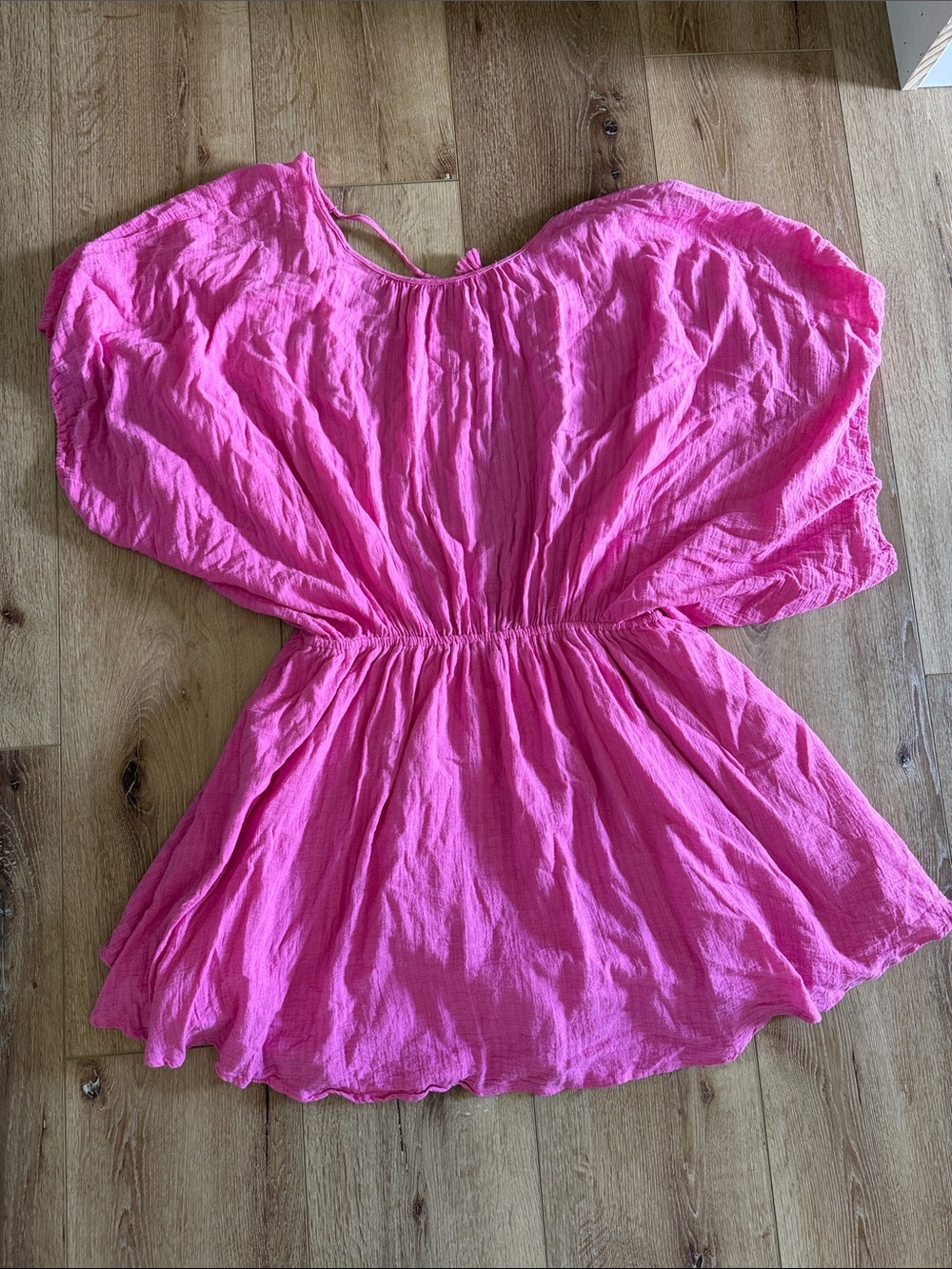 aerie | Bright Pink Cinched-Waist Tunic | Open tie back